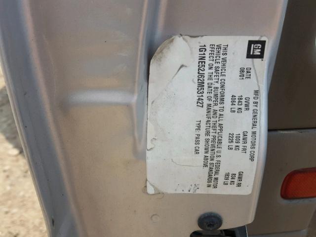 1G1NE52J62M531427 - 2002 CHEVROLET MALIBU LS 银色 照片 10