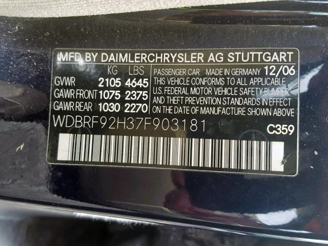 WDBRF92H37F903181 - 2007 MERCEDES-BENZ C 280 4MAT BLUE photo 10