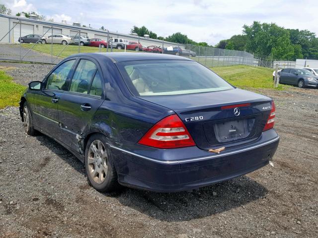 WDBRF92H37F903181 - 2007 MERCEDES-BENZ C 280 4MAT BLUE photo 3