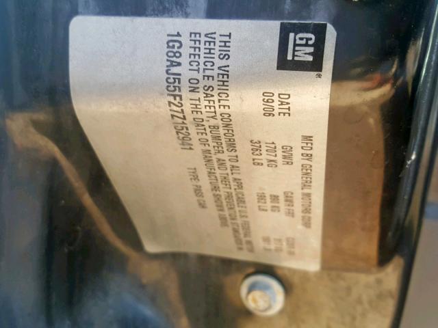 1G8AJ55F27Z152941 - 2007 SATURN ION LEVEL BLUE photo 10