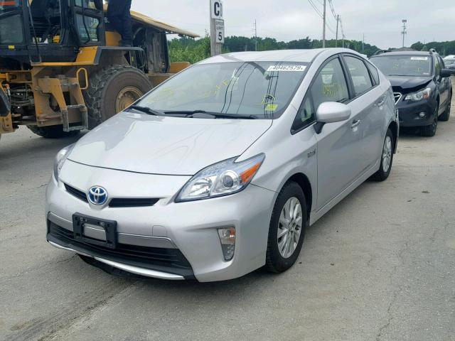 JTDKN3DPXE3049277 - 2014 TOYOTA PRIUS PLUG SILVER photo 2