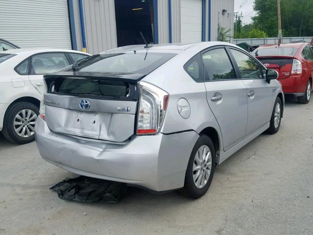 JTDKN3DPXE3049277 - 2014 TOYOTA PRIUS PLUG SILVER photo 4