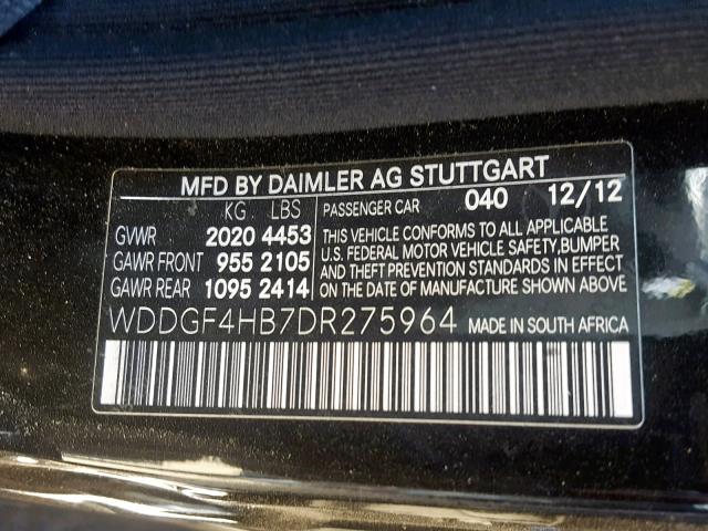 WDDGF4HB7DR275964 - 2013 MERCEDES-BENZ C 250 BLACK photo 10