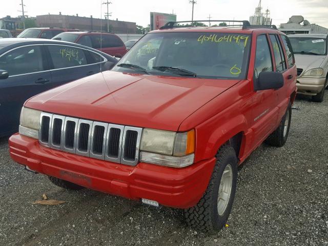 1J4GZ48S4WC241143 - 1998 JEEP GRAND CHER RED photo 2