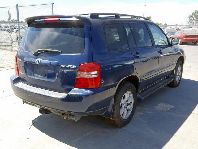 JTEHF21A420085380 - 2002 TOYOTA HIGHLANDER BLUE photo 4