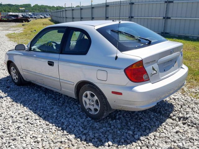 KMHCG35C35U357472 - 2005 HYUNDAI ACCENT GS SILVER photo 3