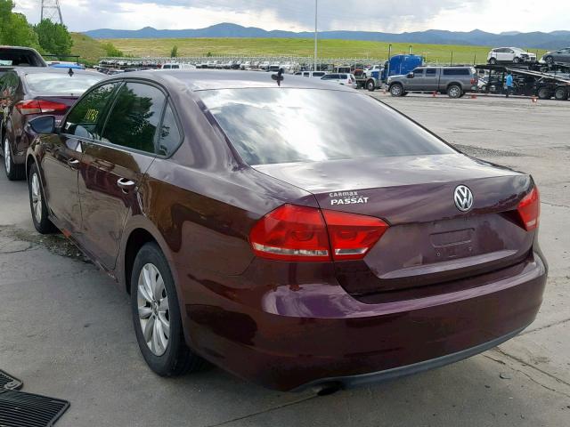 1VWAP7A35CC098721 - 2012 VOLKSWAGEN PASSAT S PURPLE photo 3