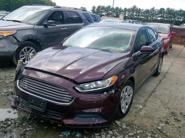 3FA6P0G78DR166917 - 2013 FORD FUSION S BURGUNDY photo 2