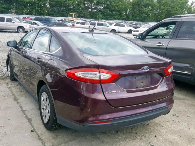 3FA6P0G78DR166917 - 2013 FORD FUSION S BURGUNDY photo 3