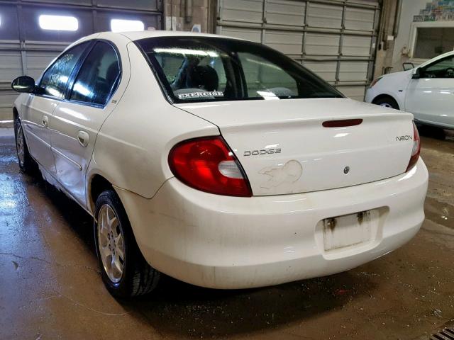 1B3ES46C01D149285 - 2001 DODGE NEON SE WHITE photo 3