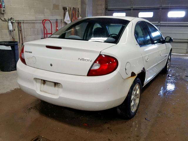 1B3ES46C01D149285 - 2001 DODGE NEON SE WHITE photo 4