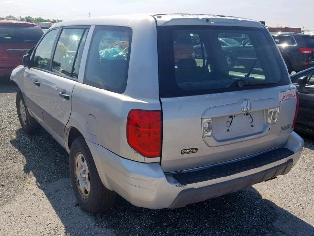 2HKYF18194H604174 - 2004 HONDA PILOT LX SILVER photo 3