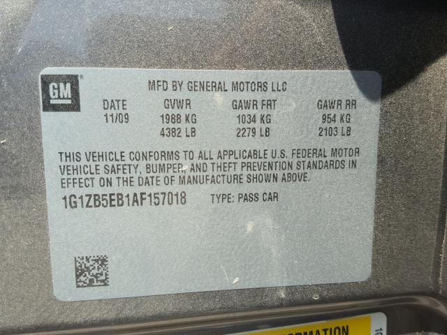 1G1ZB5EB1AF157018 - 2010 CHEVROLET MALIBU LS BROWN photo 10