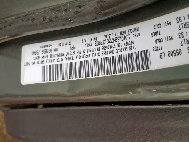 1J4GW58N72C137863 - 2002 JEEP GRAND CHER GREEN photo 10