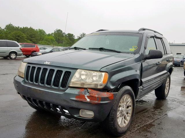 1J4GW58N72C137863 - 2002 JEEP GRAND CHER GREEN photo 2