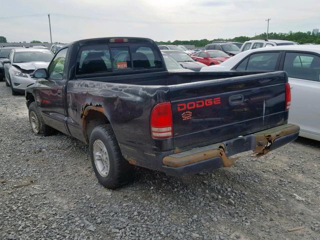 1B7FL26X6XS233042 - 1999 DODGE DAKOTA BLACK photo 3