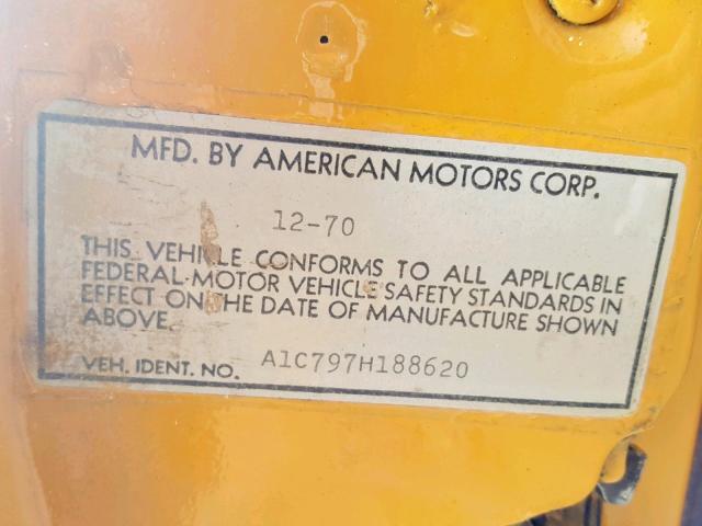 A1C797H188620 - 1971 AMERICAN MOTORS JAVELIN YELLOW photo 10