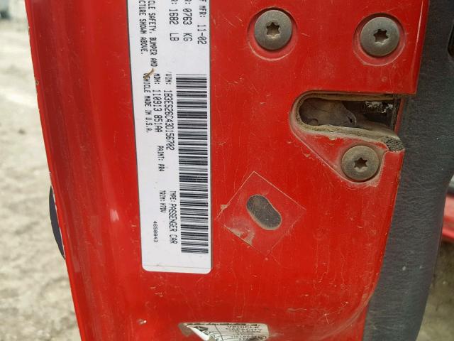 1B3ES26C43D156702 - 2003 DODGE NEON SE RED photo 10