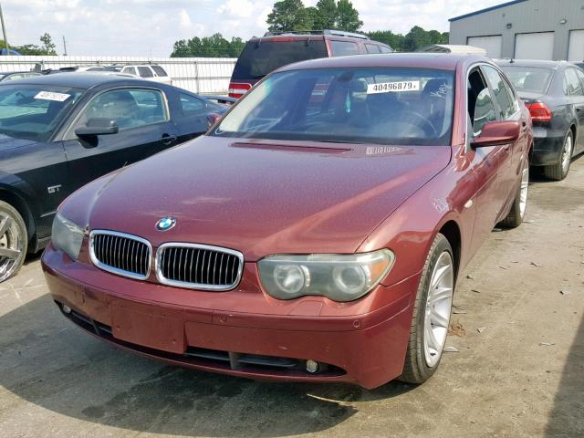 WBAGL63472DP56859 - 2002 BMW 745 I BURGUNDY photo 2