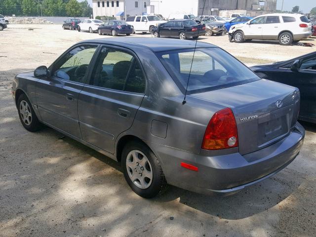 KMHCG45C44U515015 - 2004 HYUNDAI ACCENT GL GRAY photo 3