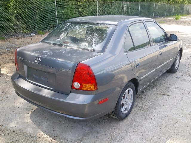 KMHCG45C44U515015 - 2004 HYUNDAI ACCENT GL GRAY photo 4