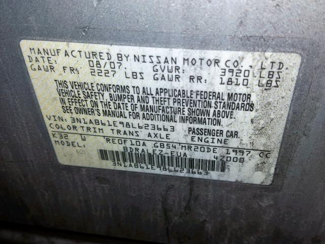 3N1AB61E98L623663 - 2008 NISSAN SENTRA 2.0 GOLD photo 10