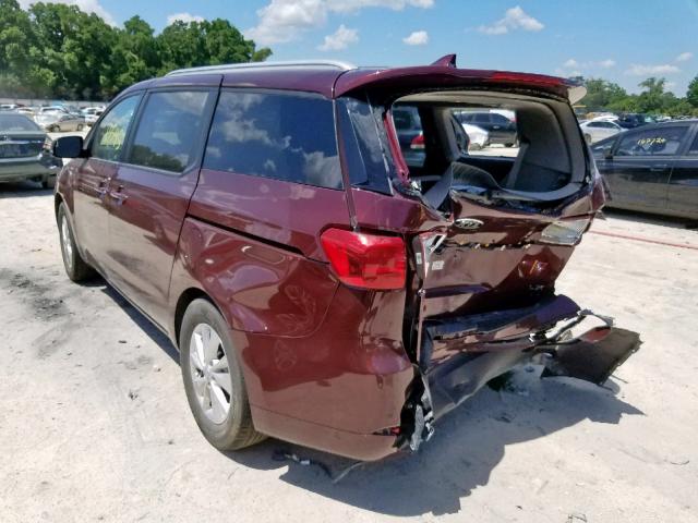 KNDMB5C18H6328157 - 2017 KIA SEDONA LX BURGUNDY photo 3