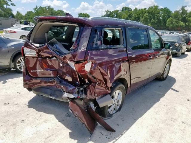 KNDMB5C18H6328157 - 2017 KIA SEDONA LX BURGUNDY photo 4