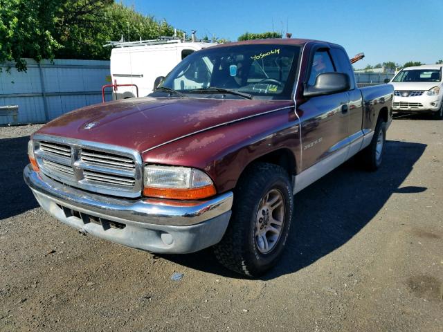 1B7GL22X01S114386 - 2001 DODGE DAKOTA MAROON photo 2