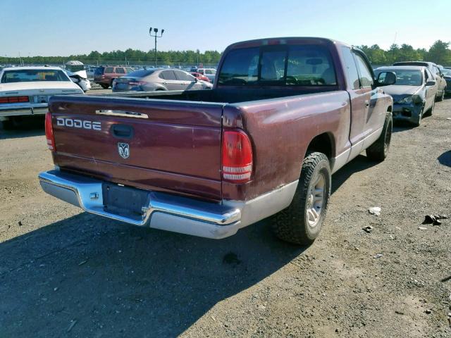 1B7GL22X01S114386 - 2001 DODGE DAKOTA MAROON photo 4