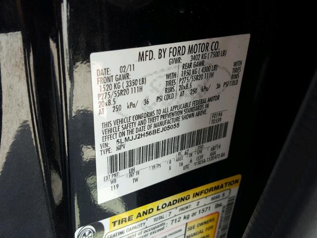 5LMJJ2H56BEJ05055 - 2011 LINCOLN NAVIGATOR 黑色 照片 10