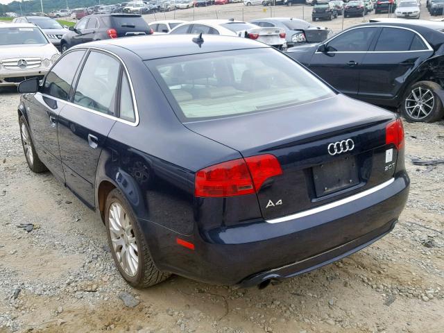 WAUAF78E08A144002 - 2008 AUDI A4 2.0T BLUE photo 3