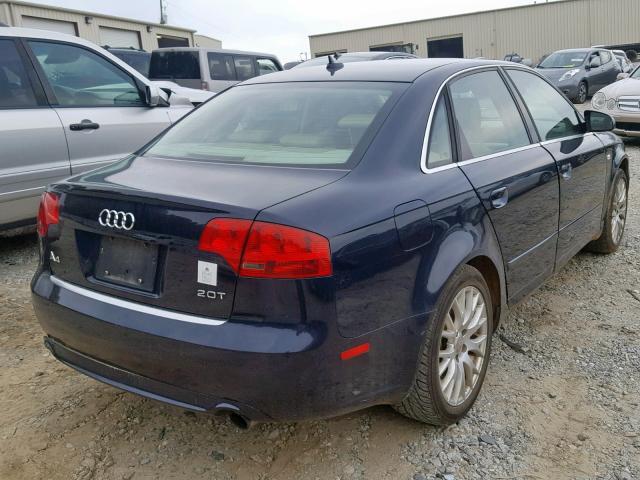 WAUAF78E08A144002 - 2008 AUDI A4 2.0T BLUE photo 4