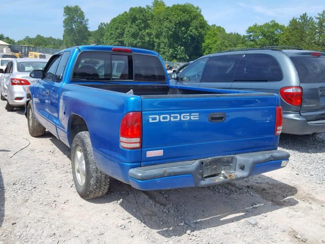 1B7GL22X1XS139323 - 1999 DODGE DAKOTA BLUE photo 3