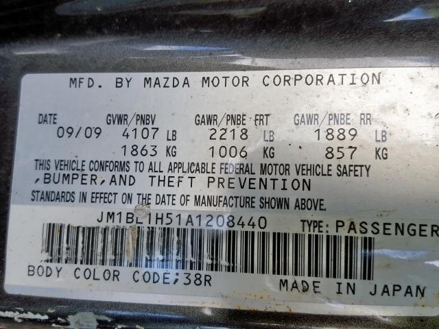 JM1BL1H51A1208440 - 2010 MAZDA 3 S GRAY photo 10