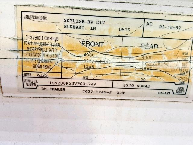 1SN200R23VF001749 - 1997 NOMA CAMPER WHITE photo 10