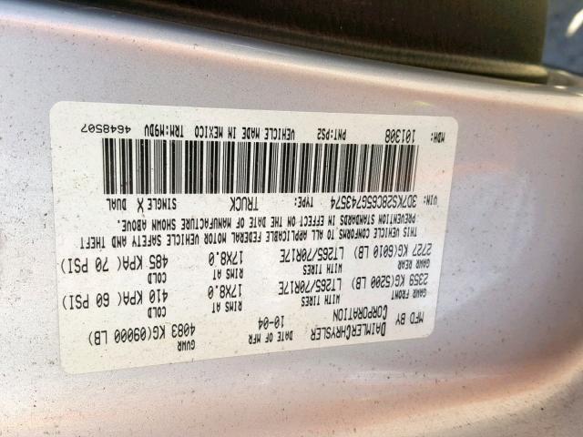 3D7KS28C65G743574 - 2005 DODGE RAM 2500 S SILVER photo 10