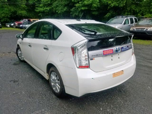 JTDKN3DP5D3036998 - 2013 TOYOTA PRIUS PLUG WHITE photo 3