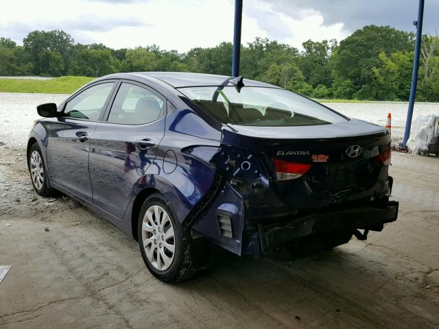 5NPDH4AE2DH217845 - 2013 HYUNDAI ELANTRA GL BLUE photo 3