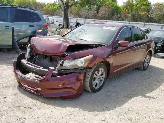 1HGCP2F46CA206468 - 2012 HONDA ACCORD LXP BURGUNDY photo 2