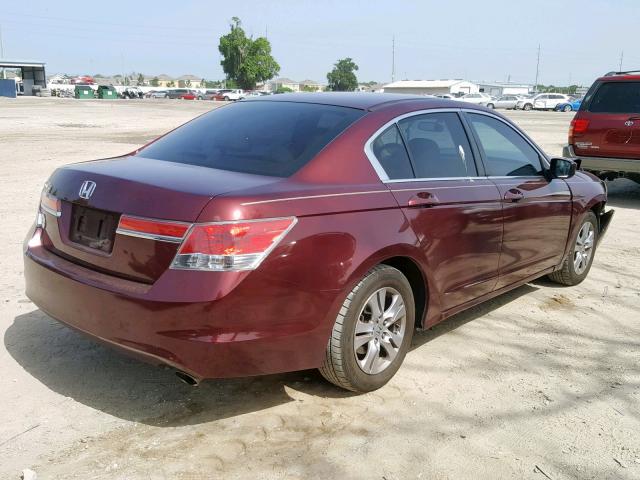 1HGCP2F46CA206468 - 2012 HONDA ACCORD LXP BURGUNDY photo 4