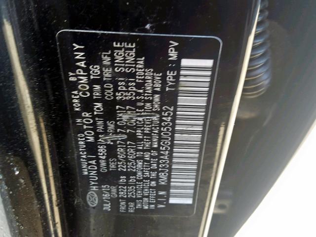 KM8J33A45GU053452 - 2016 HYUNDAI TUCSON LIM BLACK photo 10