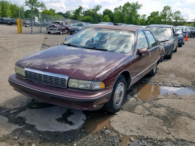 1G1BL53E8MW157713 - 1991 CHEVROLET CAPRICE BURGUNDY photo 2