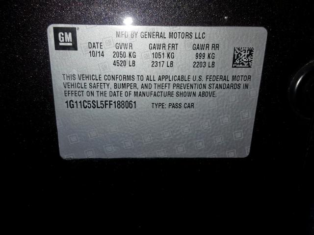 1G11C5SL5FF188061 - 2015 CHEVROLET MALIBU 1LT 灰色 照片 10