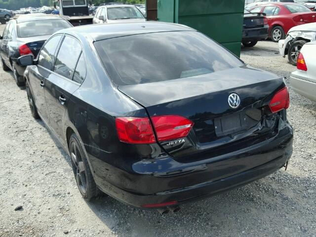 3VW2K7AJ3BM356961 - 2011 VOLKSWAGEN JETTA BASE BLACK photo 3