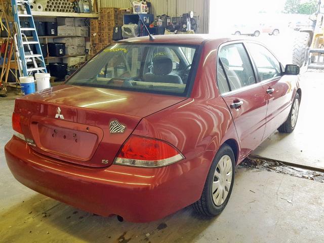 JA3AJ26E26U040211 - 2006 MITSUBISHI LANCER ES RED photo 4