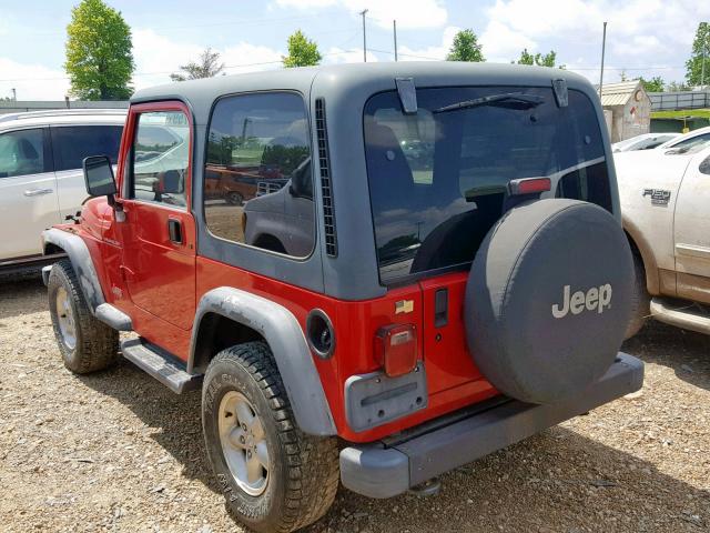 1J4FA29P11P305139 - 2001 JEEP WRANGLER / RED photo 3