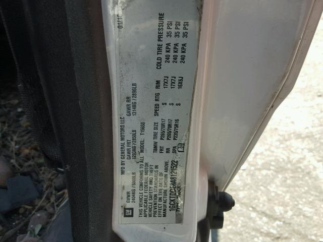 1GCKTDDE8A8121522 - 2010 CHEVROLET COLORADO L WHITE photo 10