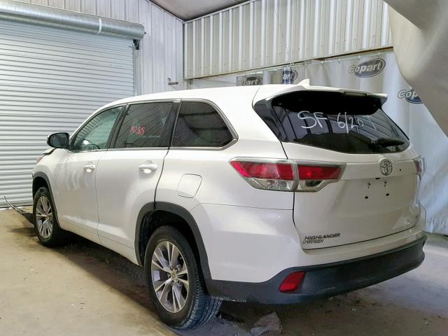 5TDZKRFH0FS038854 - 2015 TOYOTA HIGHLANDER WHITE photo 3