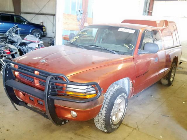 1B7GL22X8YS615536 - 2000 DODGE DAKOTA ORANGE photo 2